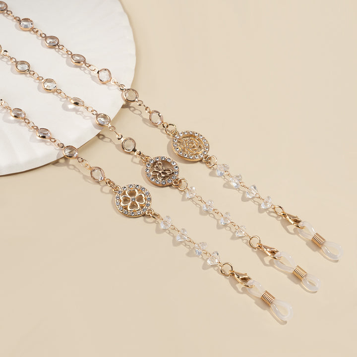 Glamorous Crystal-Embellished Eyewear Chain kalsten