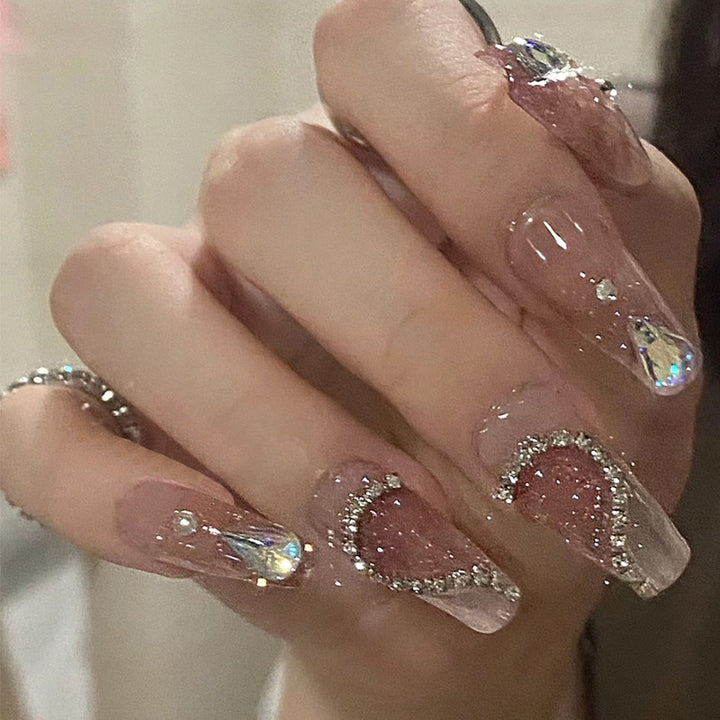 Artistic Press-On Nail Set with Glittery Star Accents Kalsten