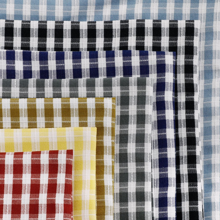 Gingham Cotton-Linen Square Throw Pillow Covers with Hidden Zipper Pair