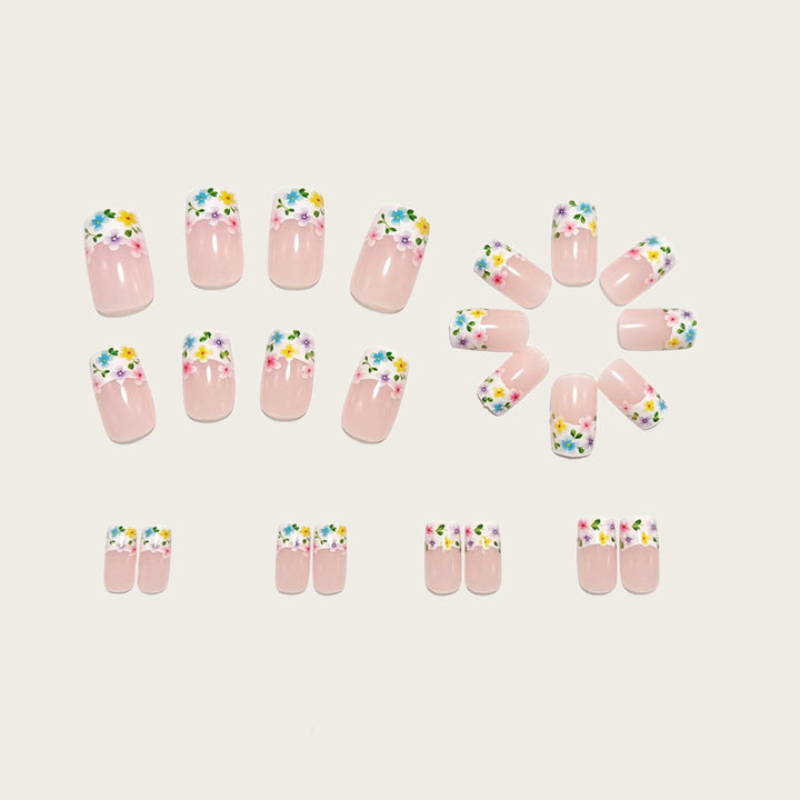 Artistic Nail Extensions with Colorful Flower Designs Kalsten