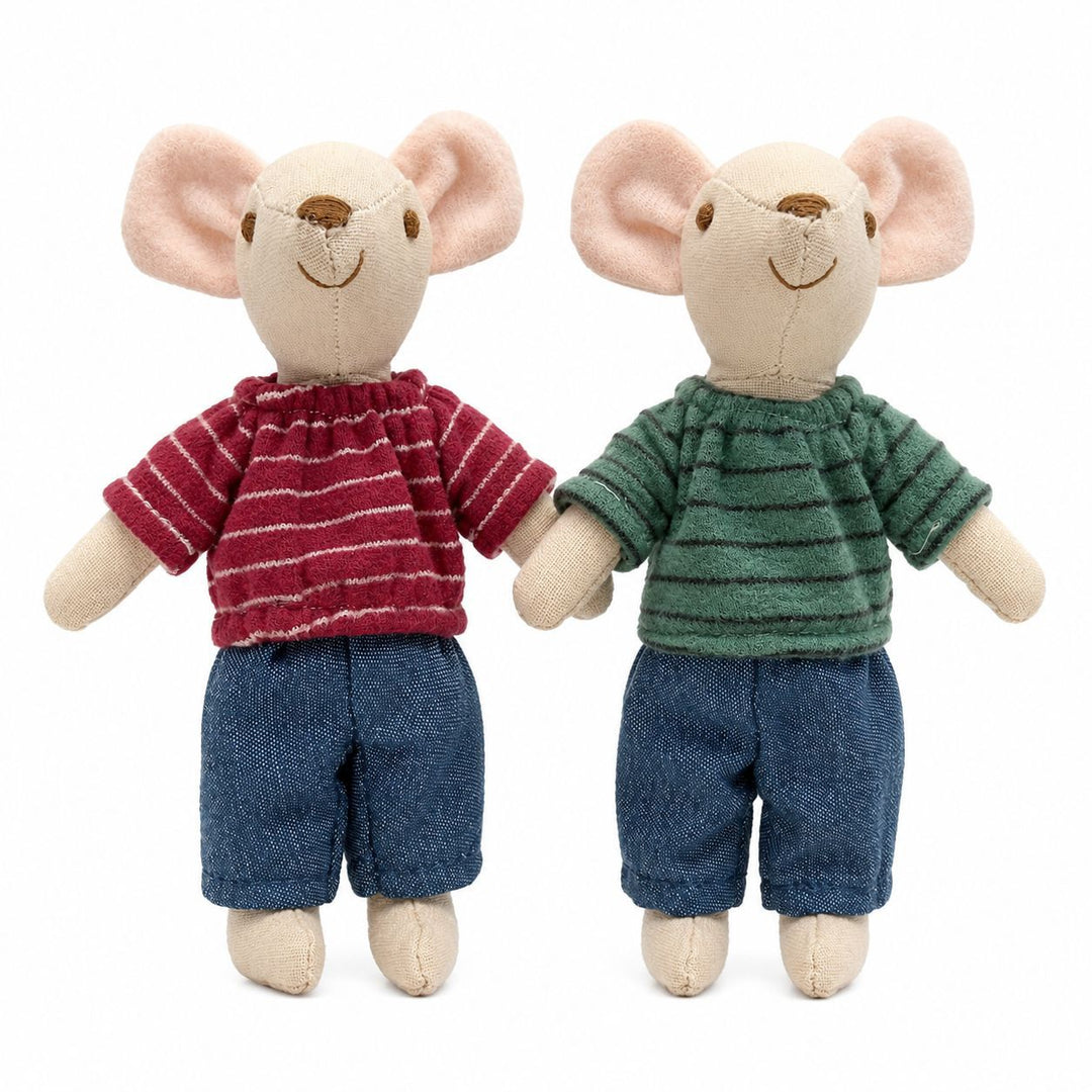 Handmade Organic Cotton Mouse Doll Pair