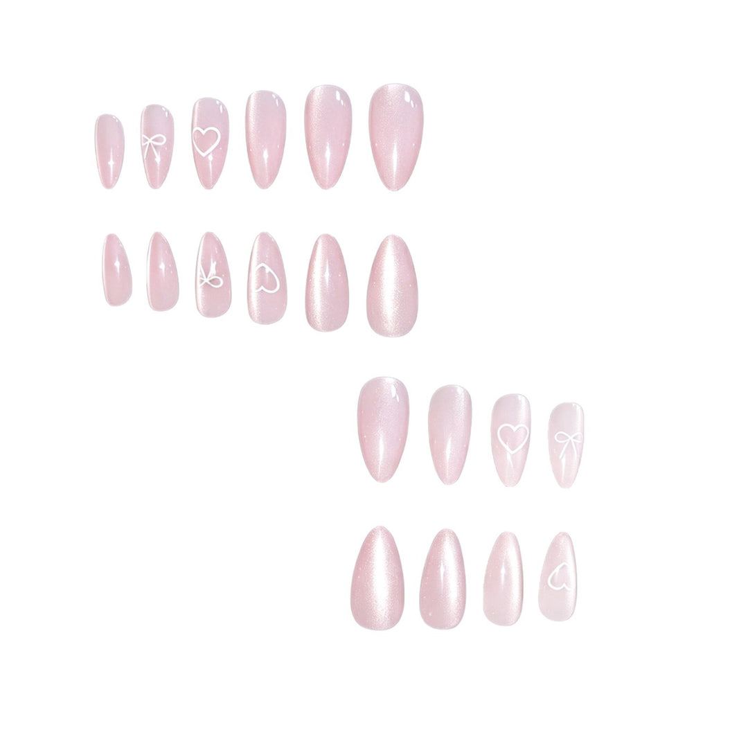 Elegant Heart and Bow Nail Art Kalsten