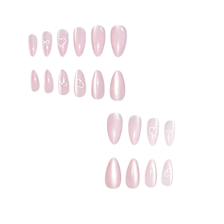 Elegant Heart and Bow Nail Art Kalsten