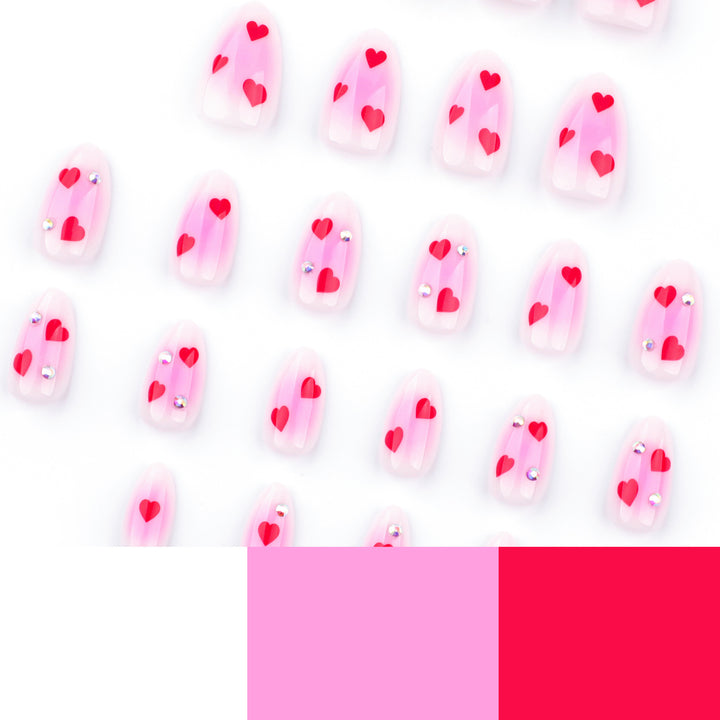 Artful nail art with heart motifs and glamorous details Kalsten