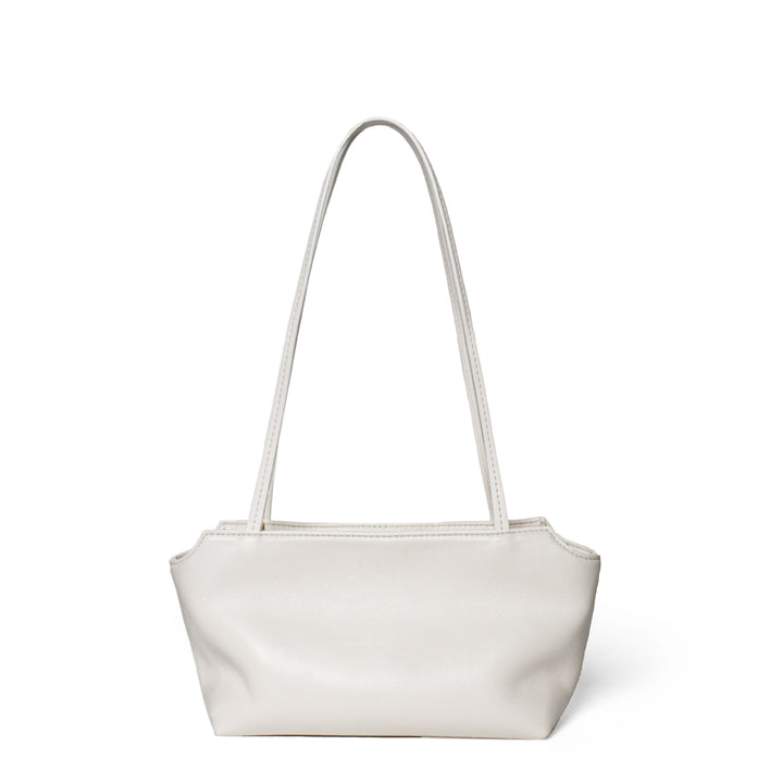 Structured Pebbled Faux-Leather Trapezoid Shoulder Tote with Double Slim Straps