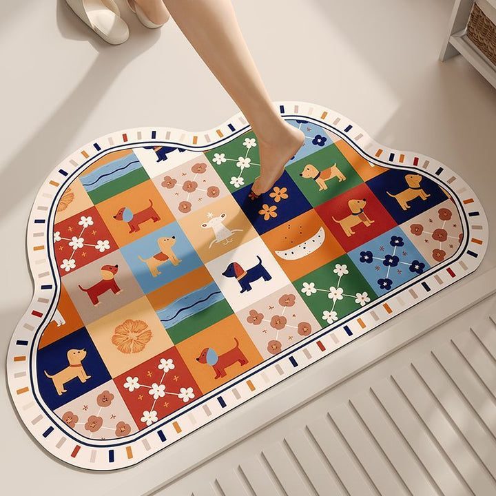 Playful Dog-Themed Decorative Bath Mat Kalsten