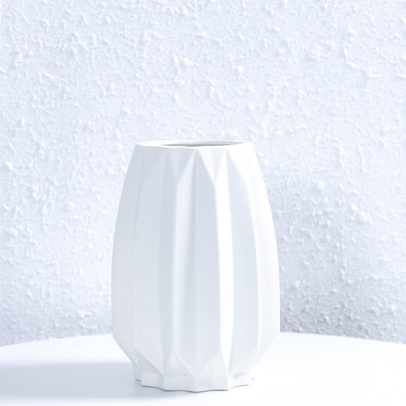 Textured Geometric Ceramic Flower Vase Kalsten