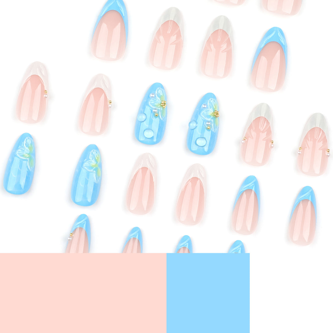 Artistic nail art with floral design and glitter Kalsten