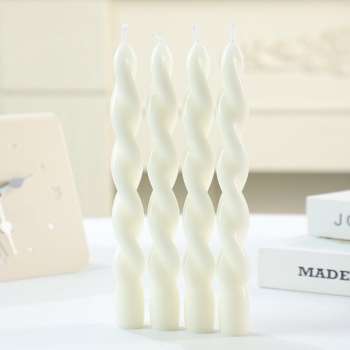 Hand-Poured Twisted Spiral Dinner Taper Candle Set