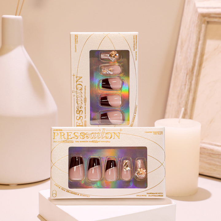 Artistic artificial nails with glamorous accents Kalsten