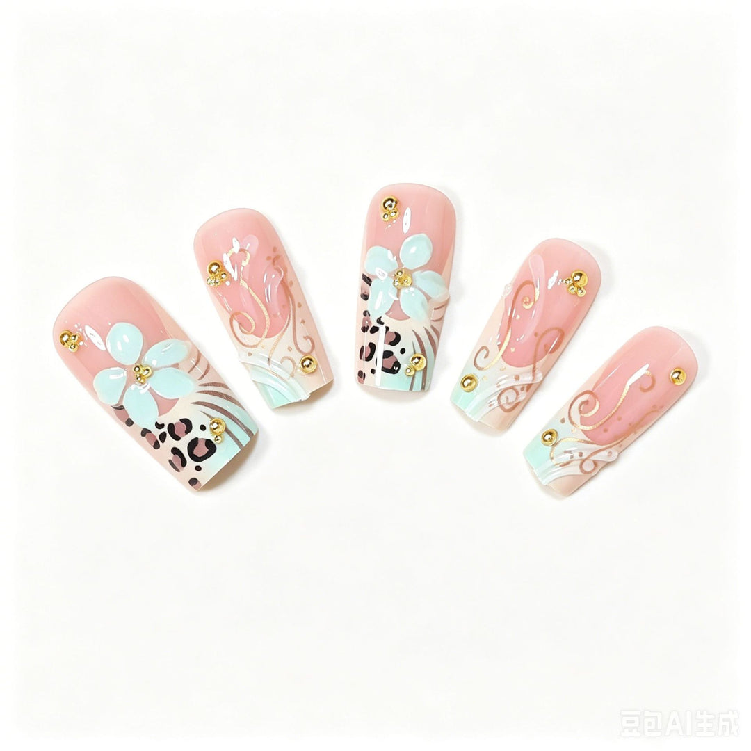 Decorative Long Press-On Nail Design Kalsten