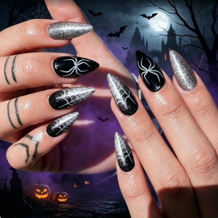 Halloween-Themed Spider Web Press-On Nails Kalsten