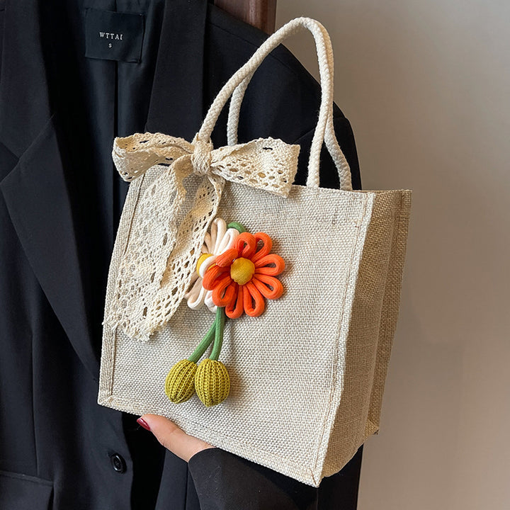 Decorative Floral Handcrafted Tote Bag