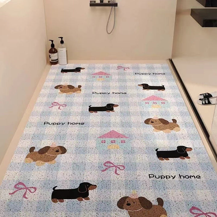Playful Puppy-Themed Non-Slip Bathroom Mat Kalsten