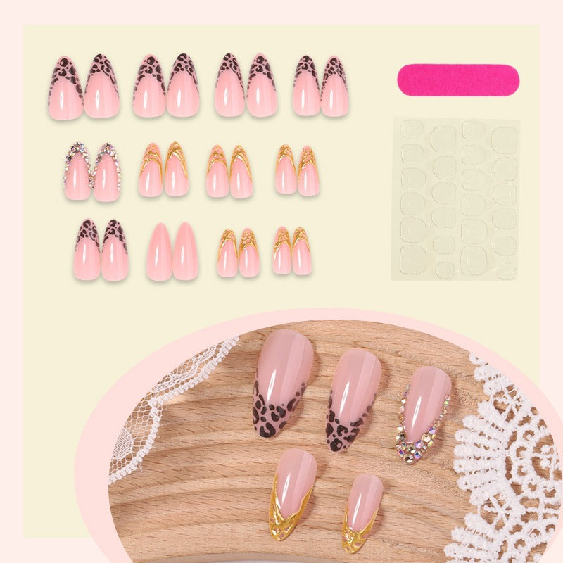 Trendy Artificial Nails with Glitter and Animal Motif Kalsten