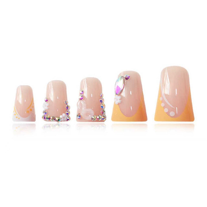 Decorative Floral Rhinestone Nail Extensions Kalsten