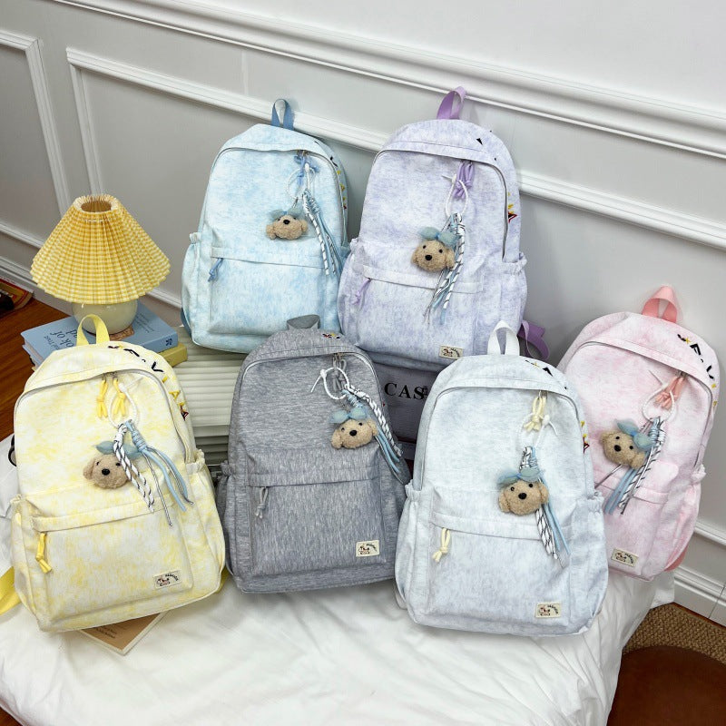Casual Soft Fabric Backpack with Cute Charm Kalsten