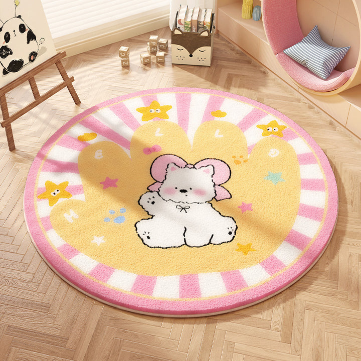 Playful Bow-Patterned Round Area Rug