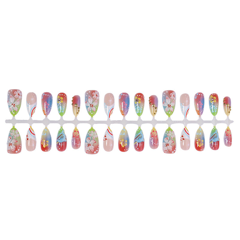 Nail set with creative flower and rainbow patterns Kalsten