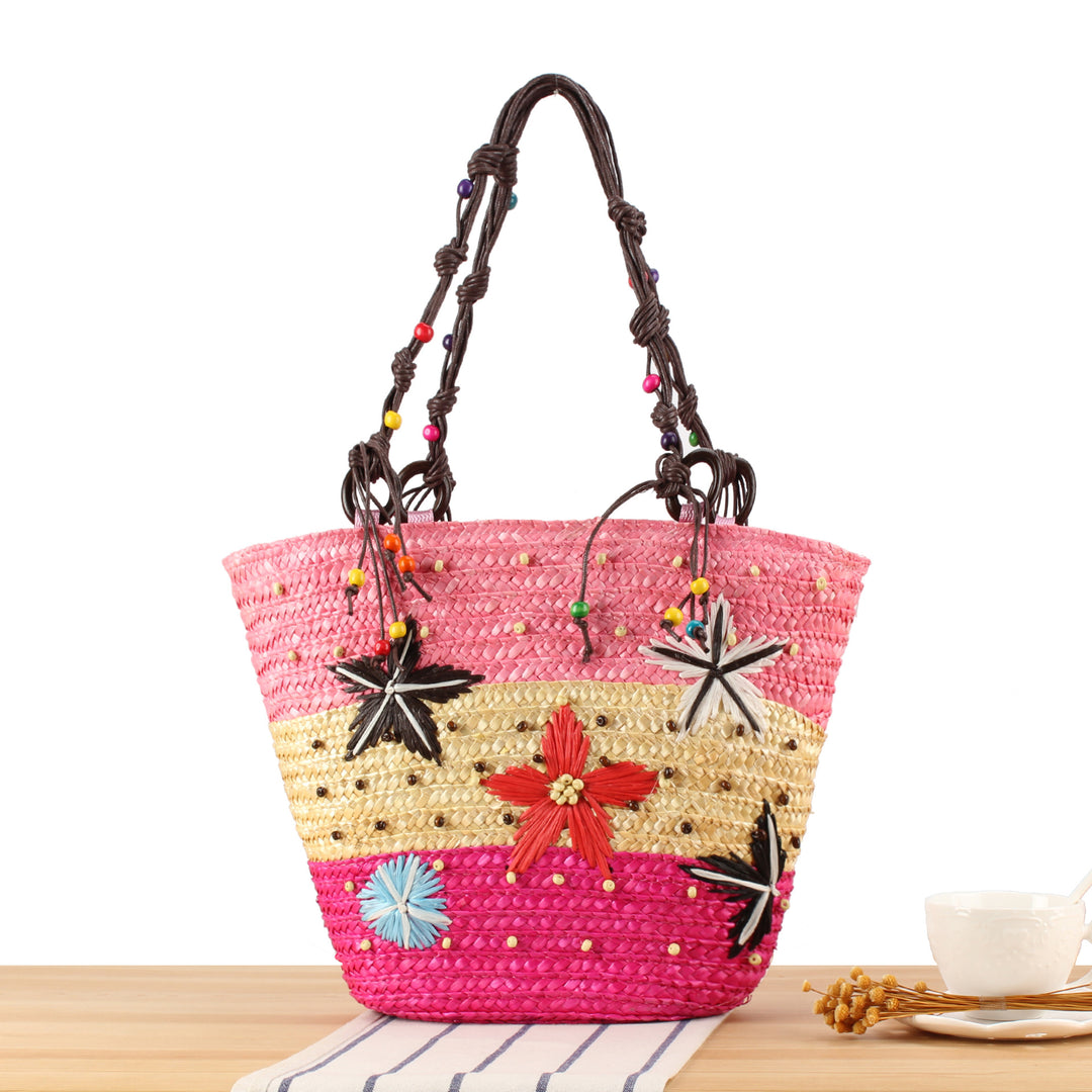 Handcrafted beach bag with cheerful floral patterns Kalsten