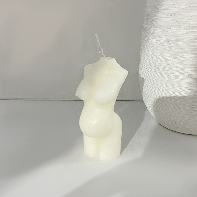 Hand-Poured Pregnant Torso Sculptural Soy Wax Candle