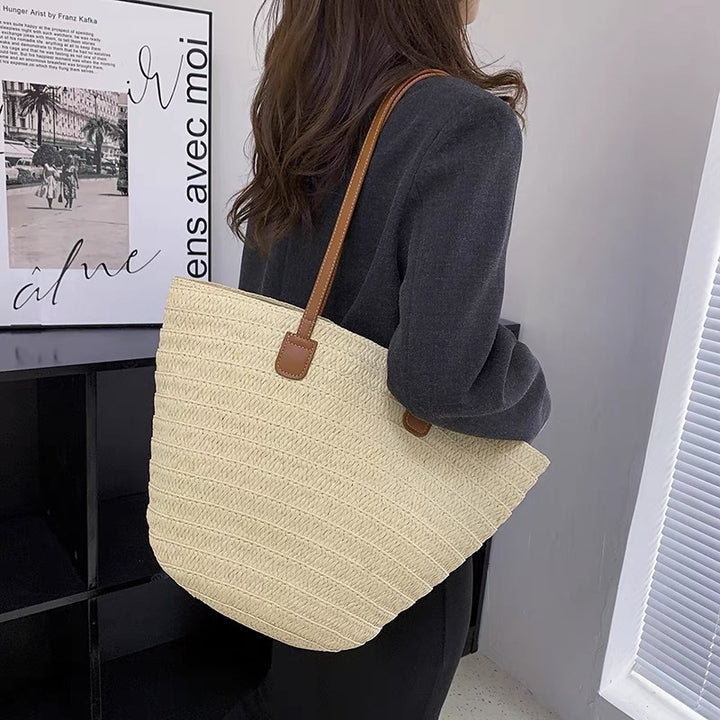 Handcrafted Beach Bag Made of Natural Material with Sturdy Handles Kalsten