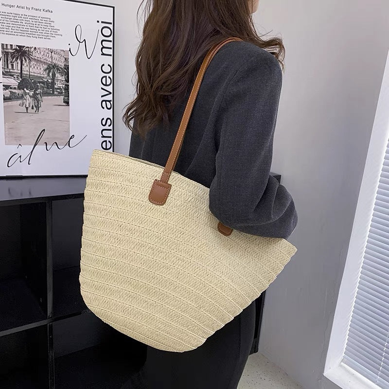Stylish basket bag with leather handles Kalsten
