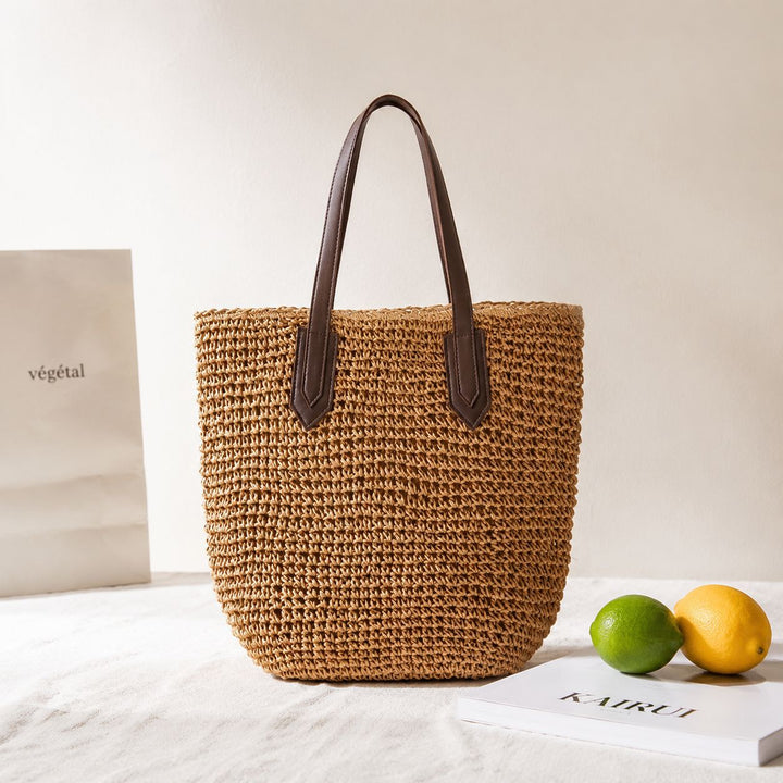 Beach bag with sturdy leather handles Kalsten