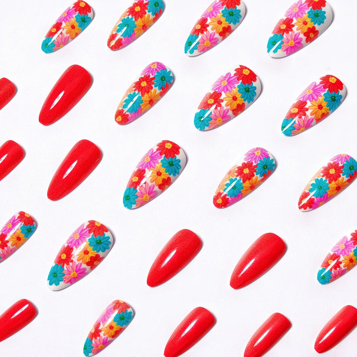 Artistic Summer Floral Acrylic Nail Art Kalsten