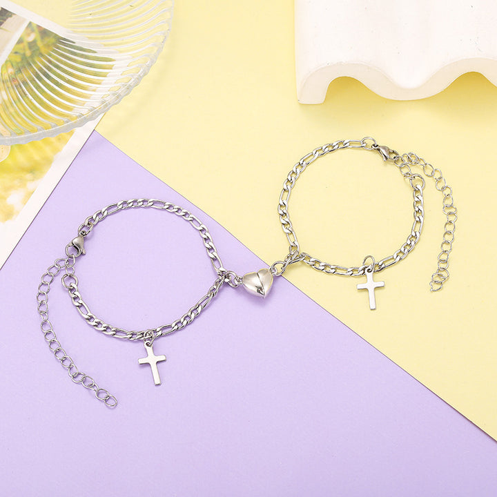 Versatile bracelet with cross and heart pendants Kalsten
