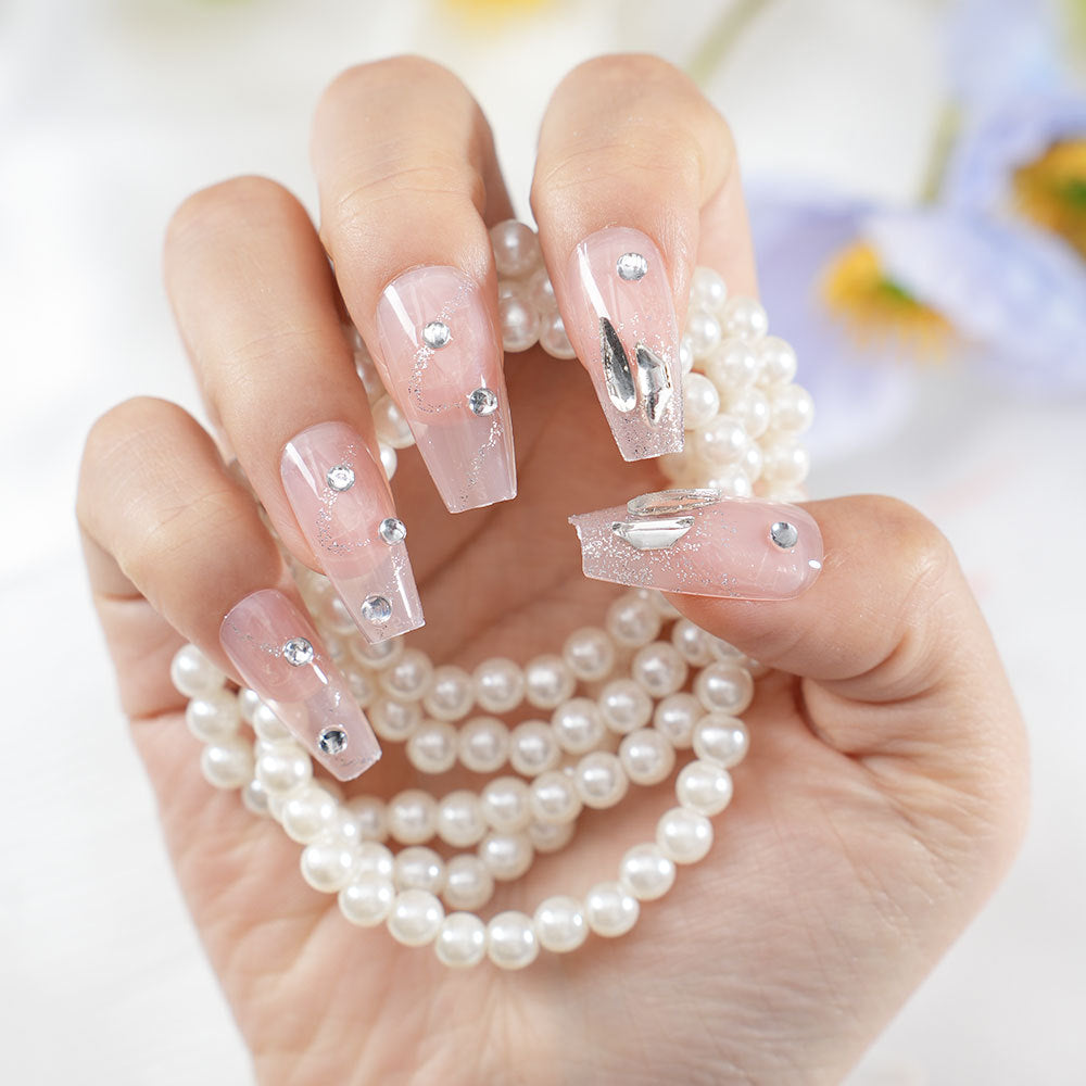 Glamorous Rhinestone Press-On Nails Kalsten