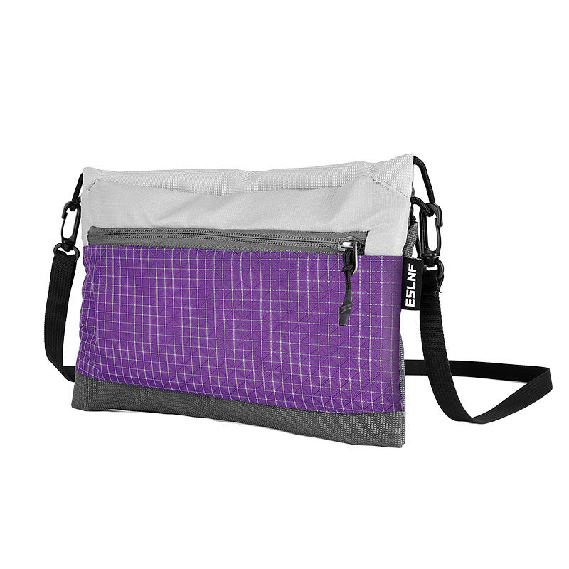 lightweight urban grid-pattern crossbody organizer bag with exterior zip pocket and adjustable strap Kalsten