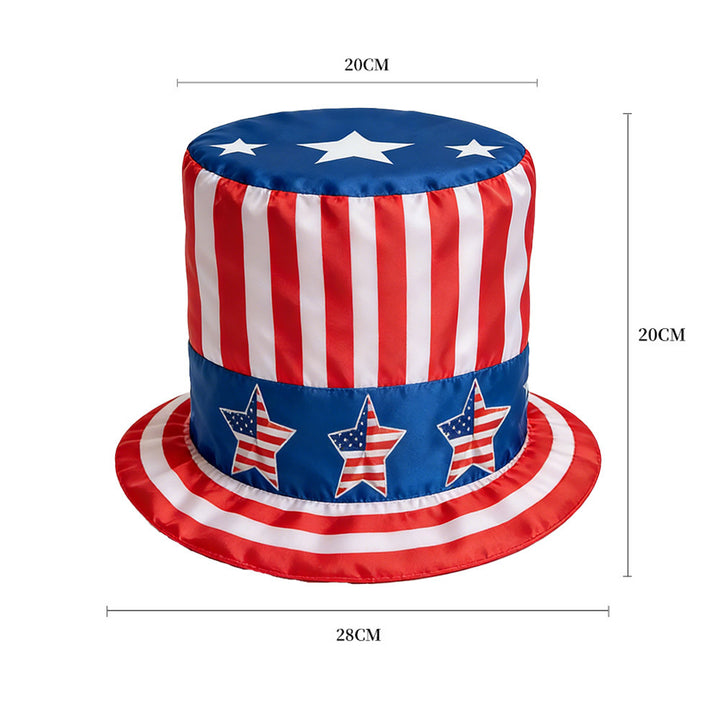 Unisex nan patriotic party top hat with all-over flag pattern and stable brim Kalsten