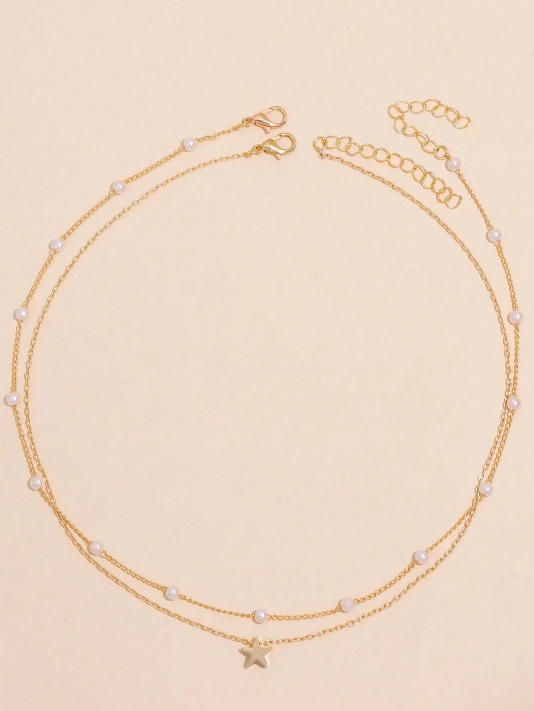 Layered Pearl and Star Charm Necklace Kalsten