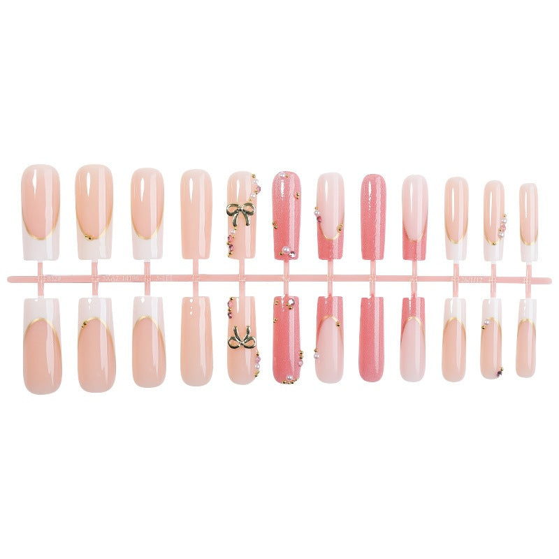 Acrylic nail set with elegant glitter and 3D accents Kalsten