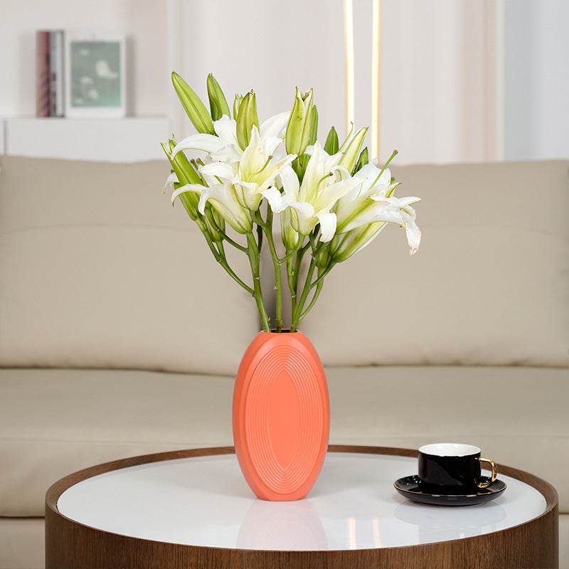 Textured Oval Decorative Vase Kalsten