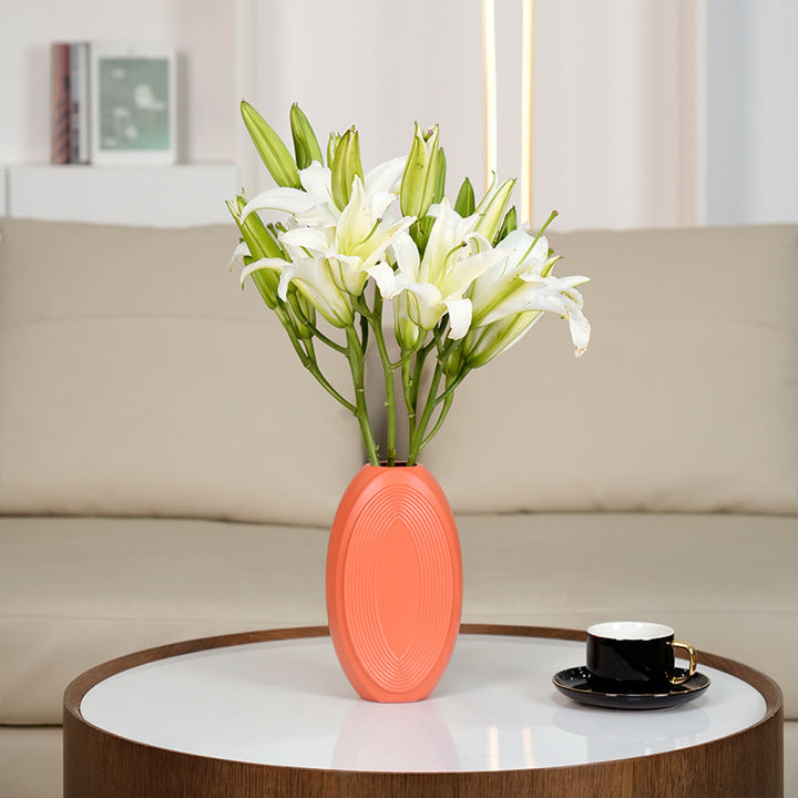 Textured Oval Decorative Vase Kalsten