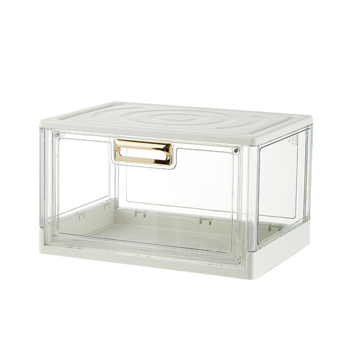 Transparent Front Flap Organizer Box for Shoes and Small Items with Removable Lid