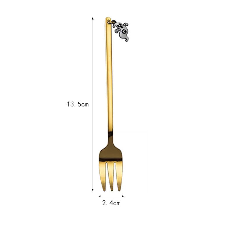 Long Bar Spoon Cocktail Stirring Spoon made of Stainless Steel with Halloween Ghost Design