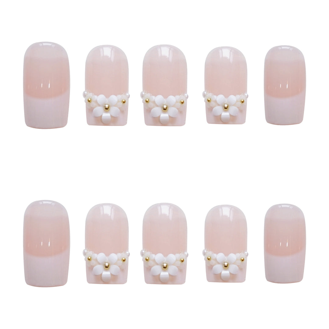 Floral Embellished Press-On Nails Set