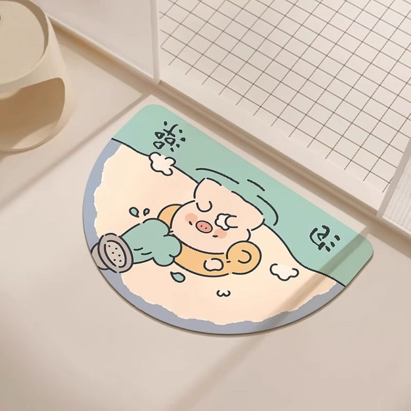 Cute Bath Time Pig-Shaped Bath Mat