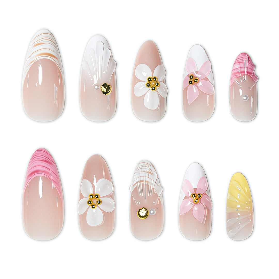 Floral 3D Artisan Nail Extensions Kalsten