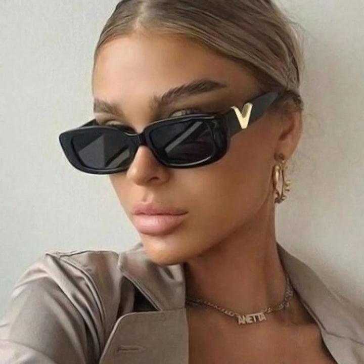 Ladies fashionable square sunglasses with golden accents Kalsten