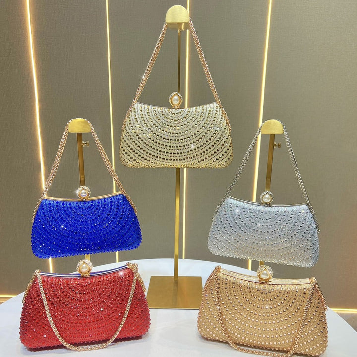 Decorative Crystal-Studded Evening Handbag