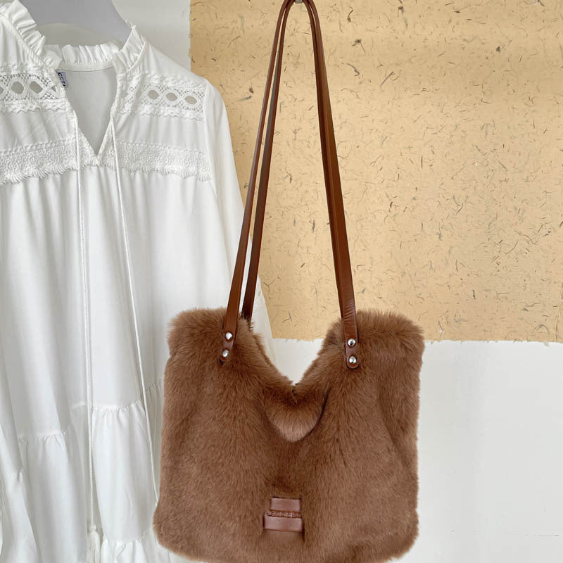 Plush Faux Fur Shoulder Bag