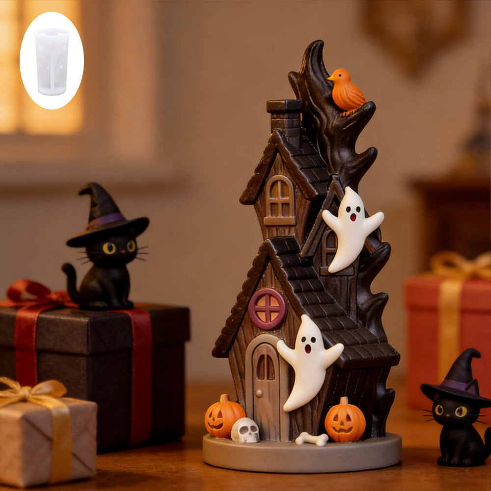 Silicone casting mold for detailed resin Halloween miniature house and figure molds
