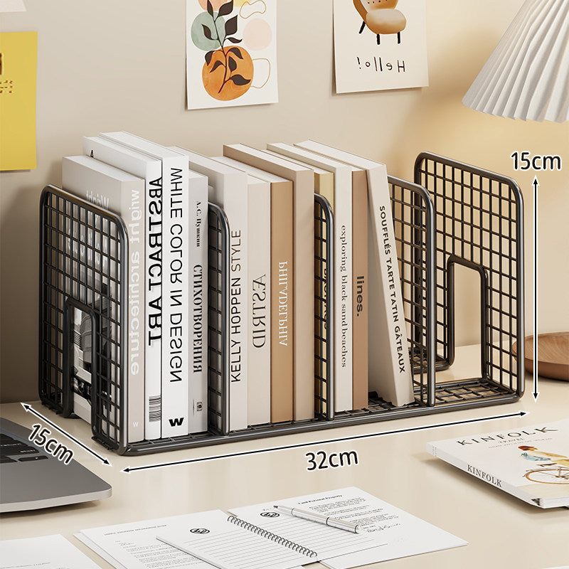 Mesh Wire Desk Book Organizer Multi-Compartment Grid Divider