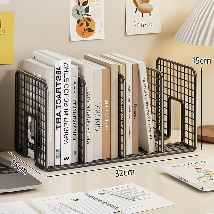 Mesh Wire Desk Book Organizer Multi-Compartment Grid Divider