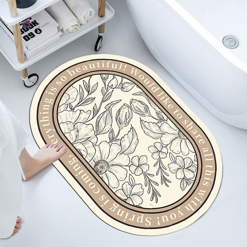 Floral-Themed Bathroom Mat