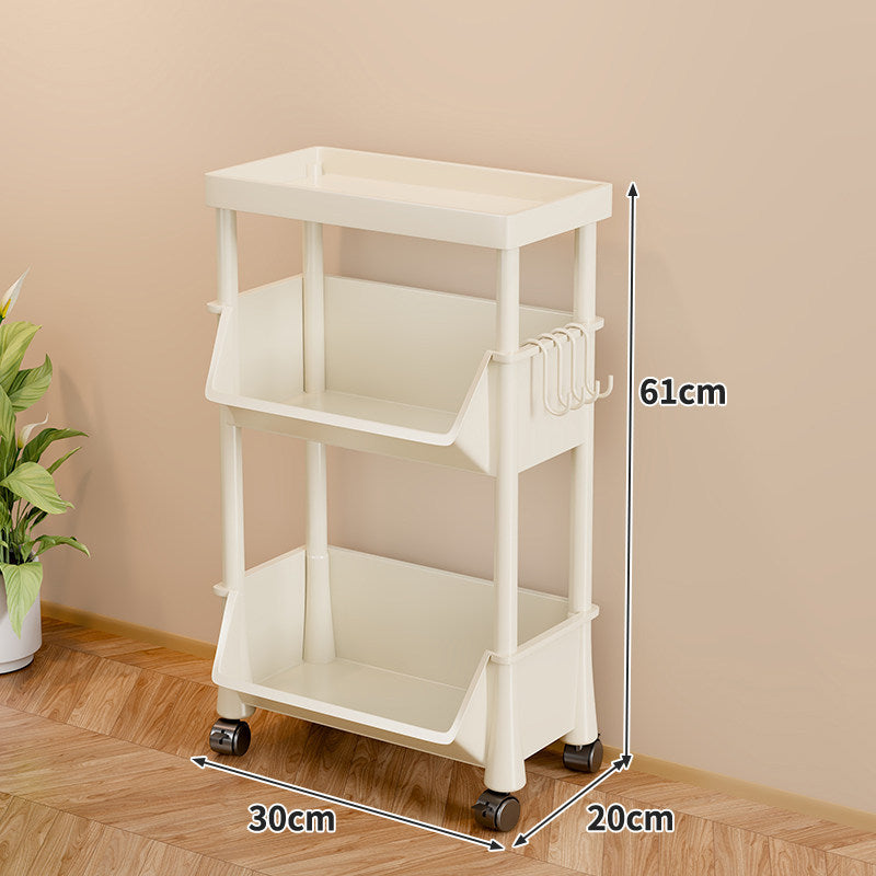 Slim Vertical Multi-Tier Rolling Storage Cart with Tilted Open Bins and Swivel Casters